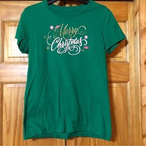 Merry Christmas green Christmas tee